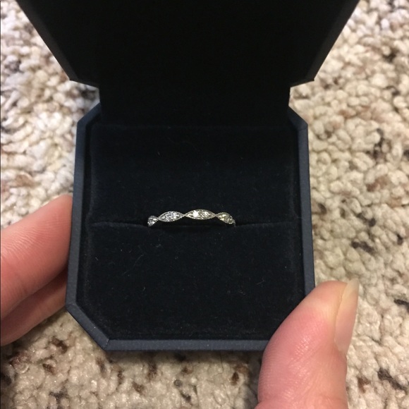 Diamond platinum vintage wedding band